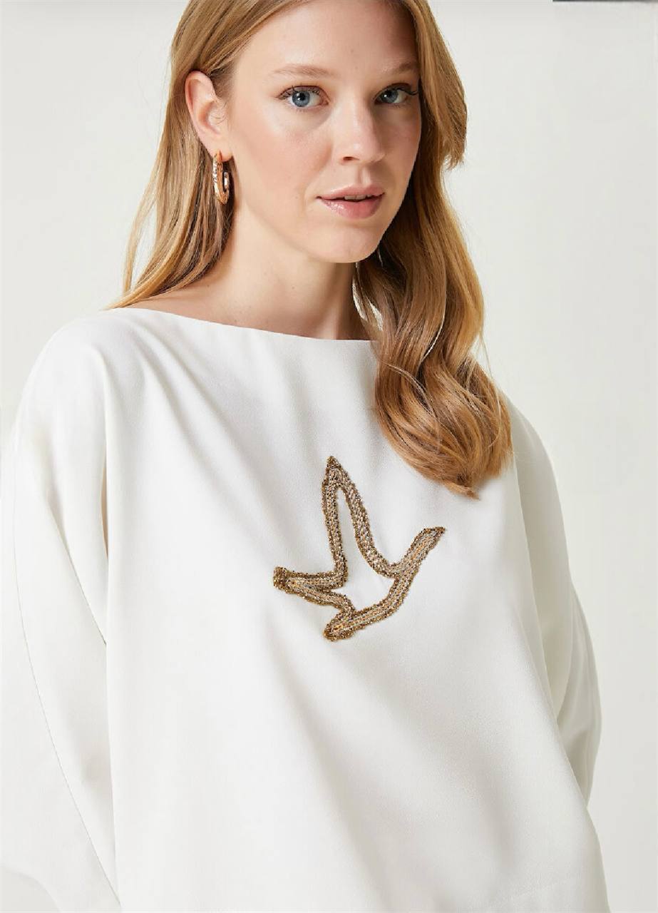 NBW RKH 1009 BYMN CLB OVERSIZE MIDI BLUZ