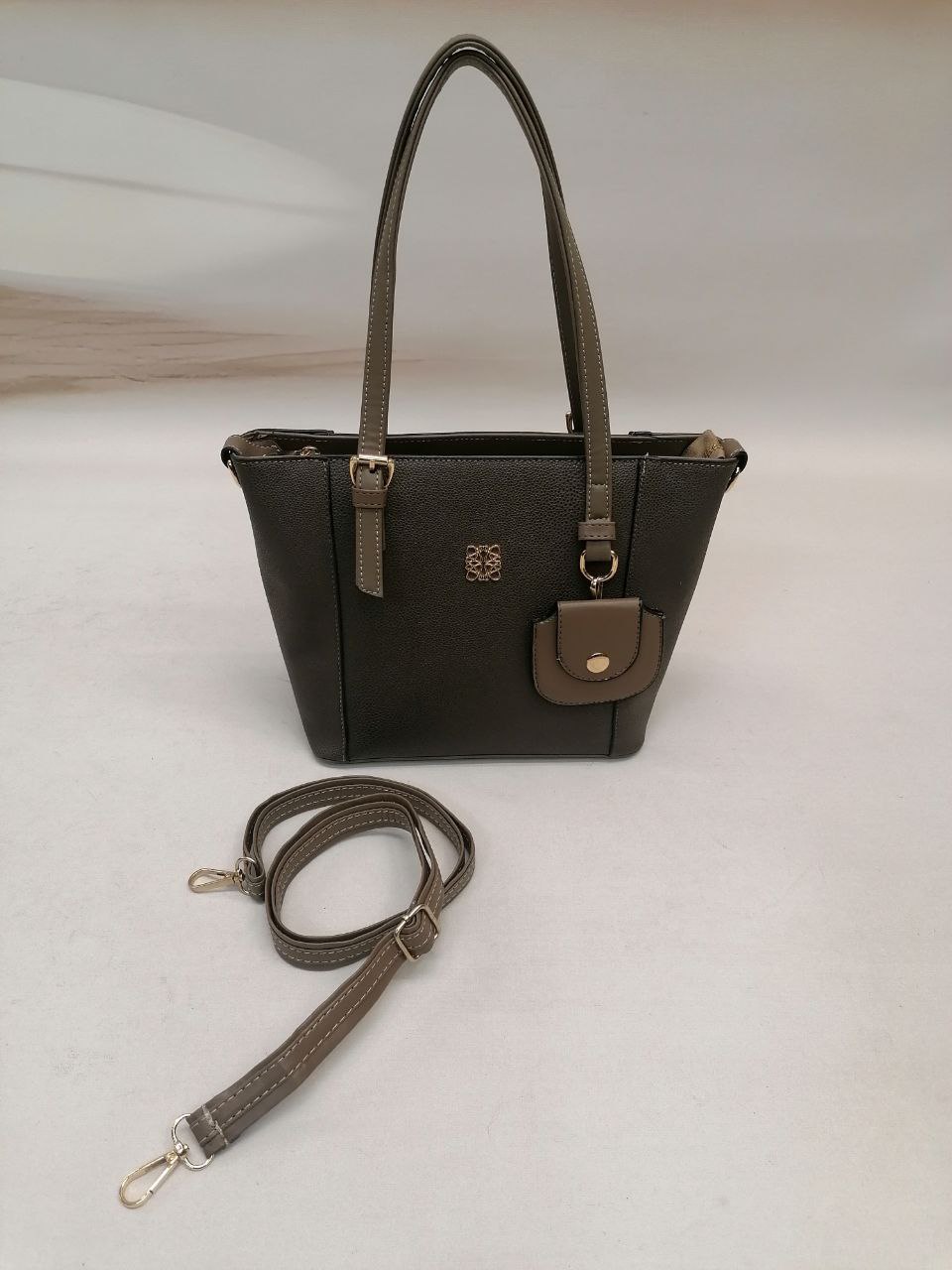 NBW PLT 1045 MINI CUZDAN AKSESUARLI ORTA BOY KOL CANTASI-Vizon