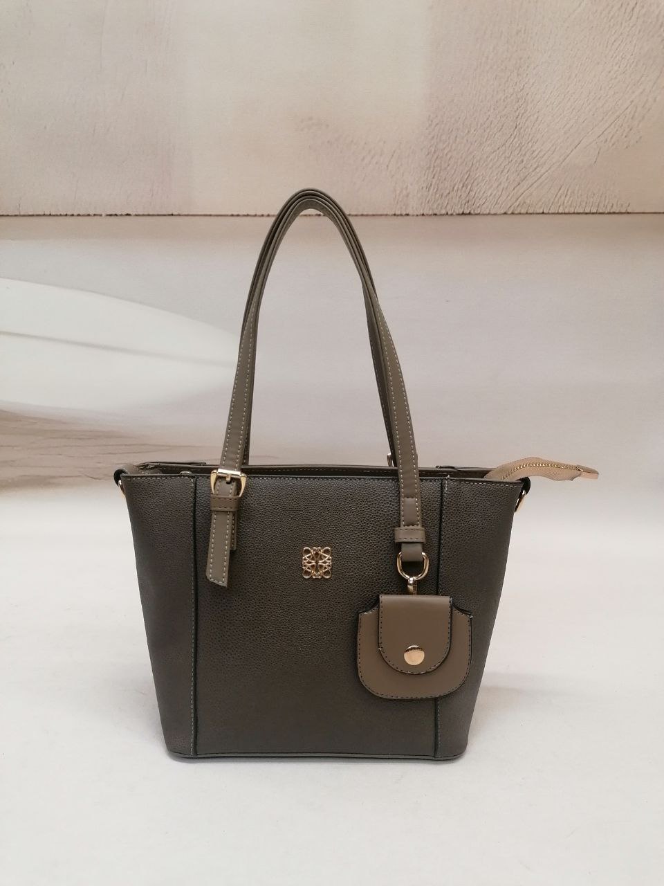 NBW PLT 1045 MINI CUZDAN AKSESUARLI ORTA BOY KOL CANTASI-Vizon