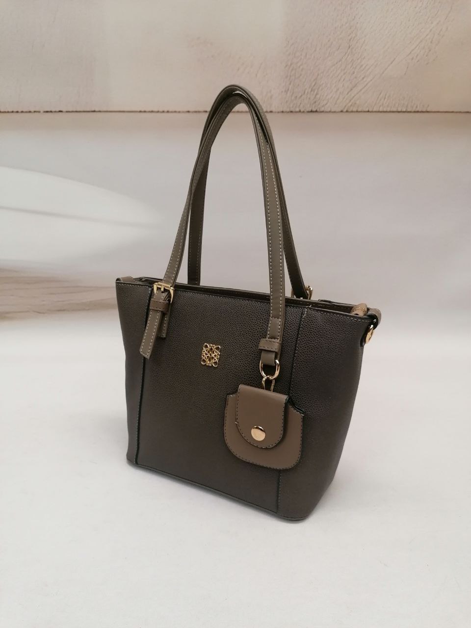 NBW PLT 1045 MINI CUZDAN AKSESUARLI ORTA BOY KOL CANTASI-Vizon