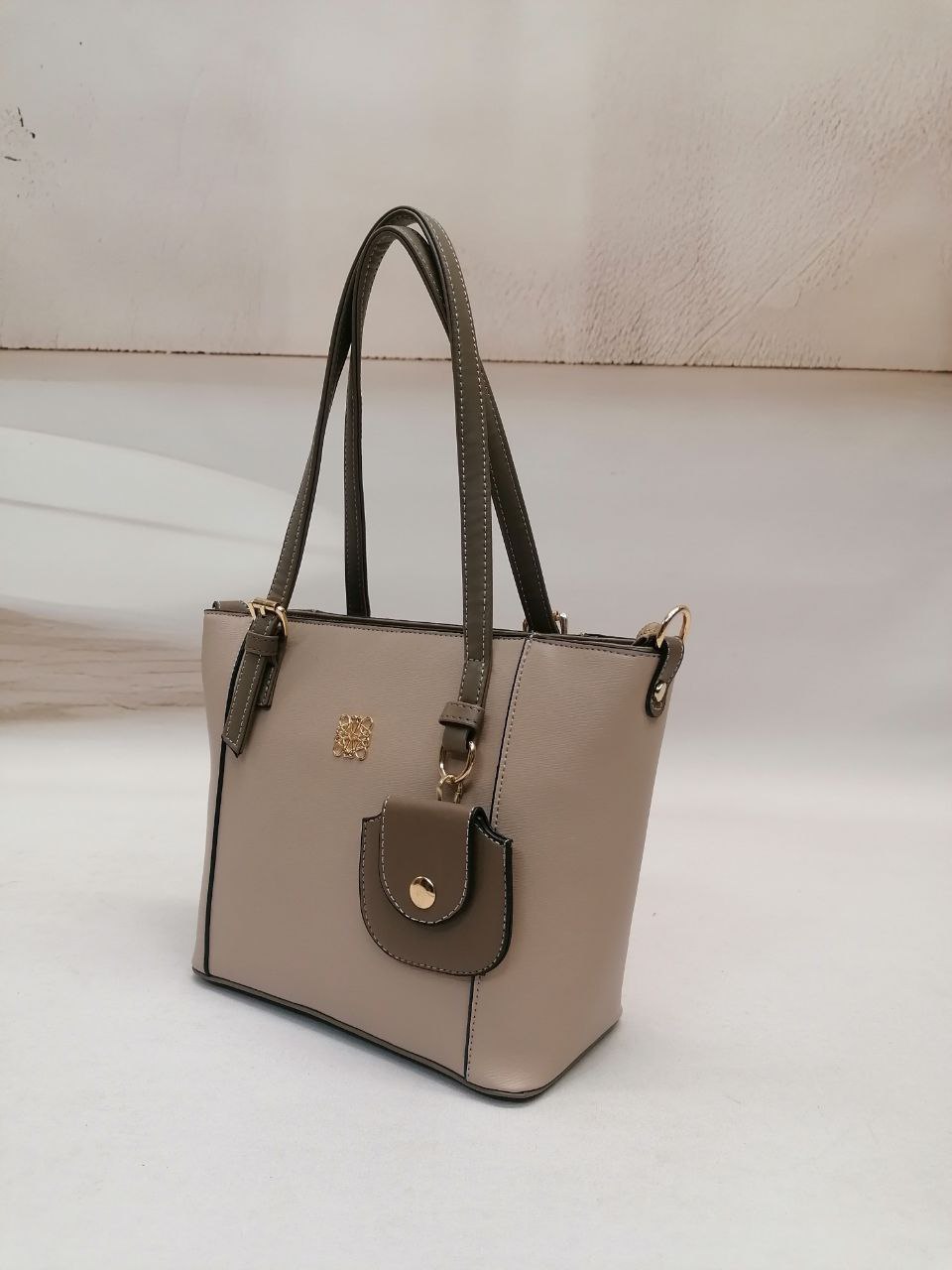 NBW PLT 1045 MINI CUZDAN AKSESUARLI ORTA BOY KOL CANTASI-Bej