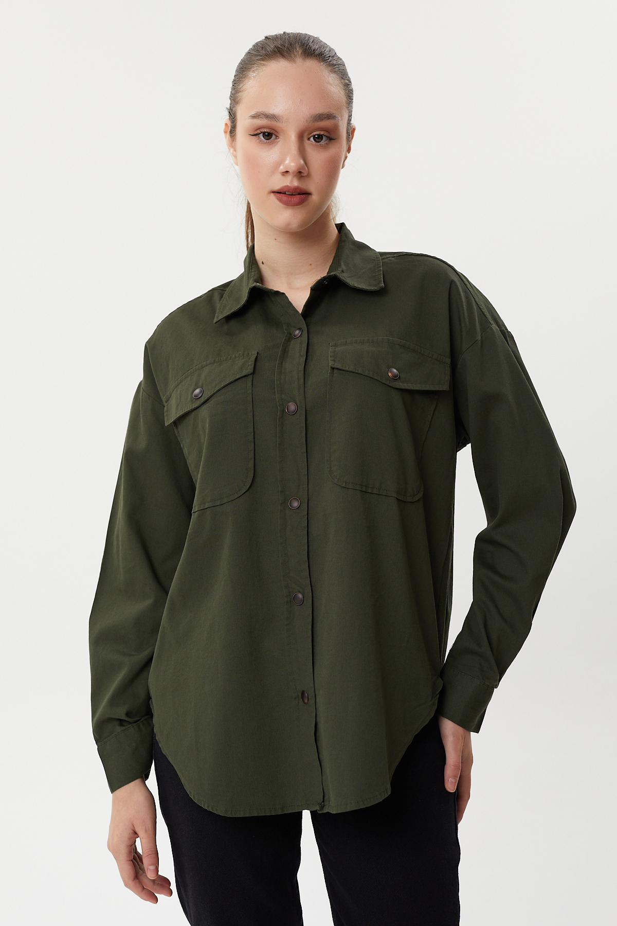 NBW TW BG 824 OVERSIZE DOKULU KANVAS GOMLEK