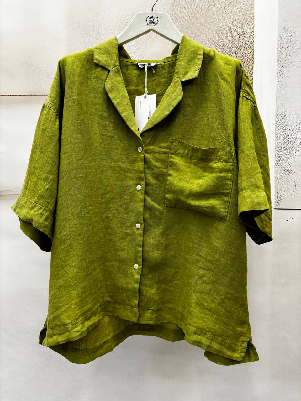 NBW TW BG 834 OVERSIZE KETEN GOMLEK-Olive