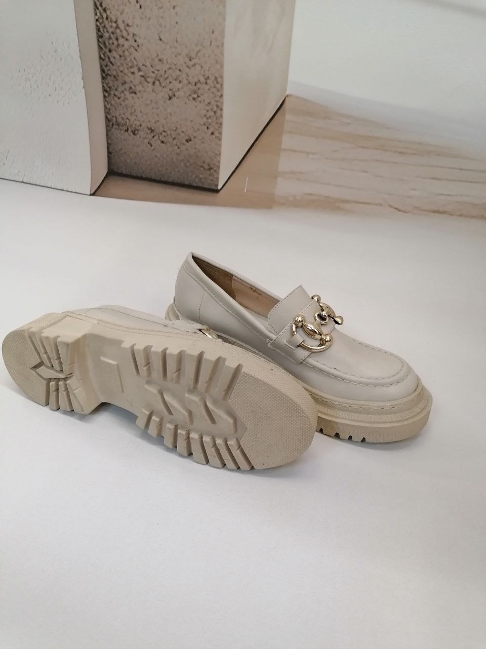 NBW GNY 1005 VEGAN DERI TOKALI LOAFER-Taş rengi