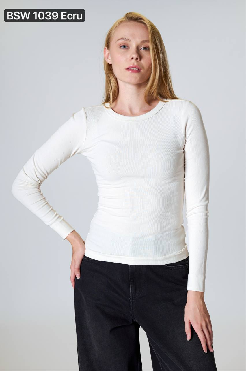 NBW TW BSW 1039 UZUN KOLLU PAMUKLU BODY-Ecru