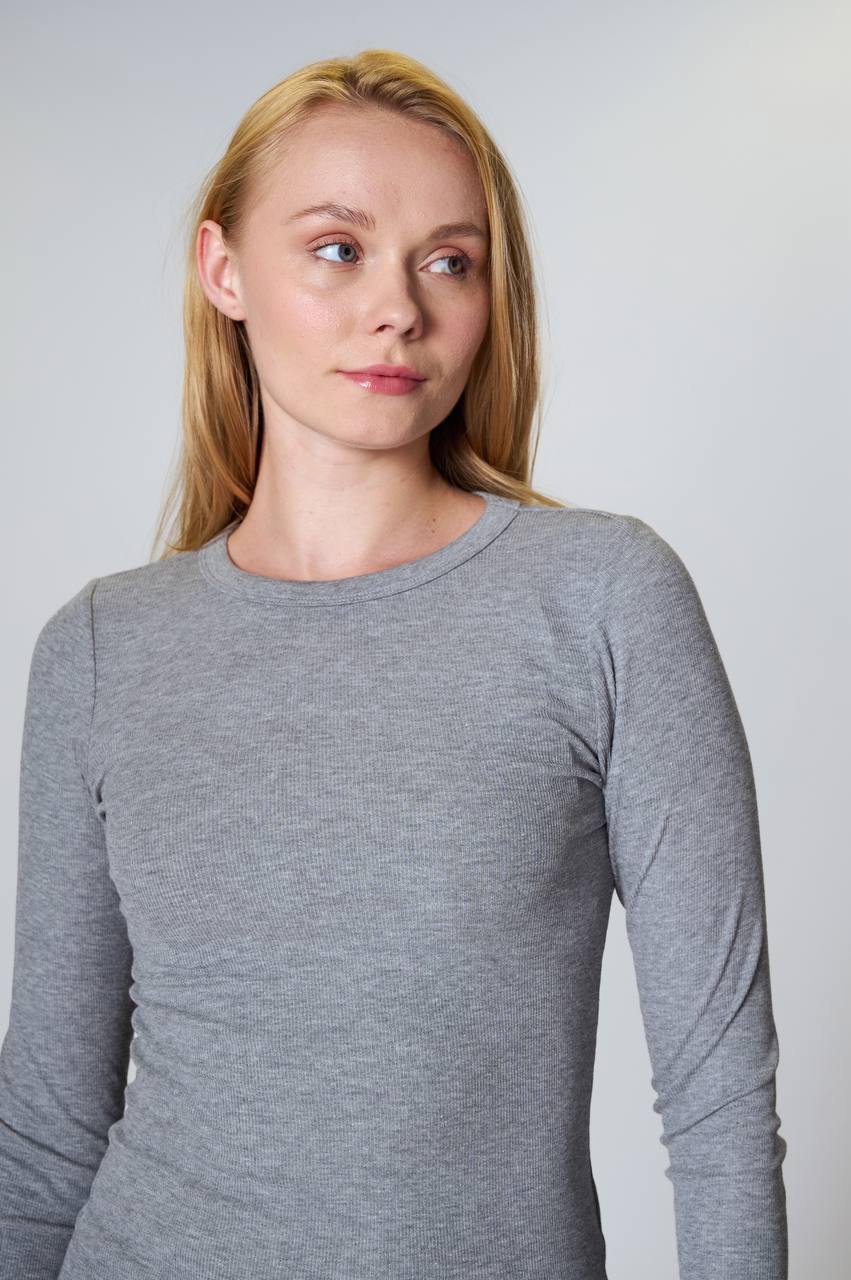 NBW TW BSW 1039 UZUN KOLLU PAMUKLU BODY-Grey melange