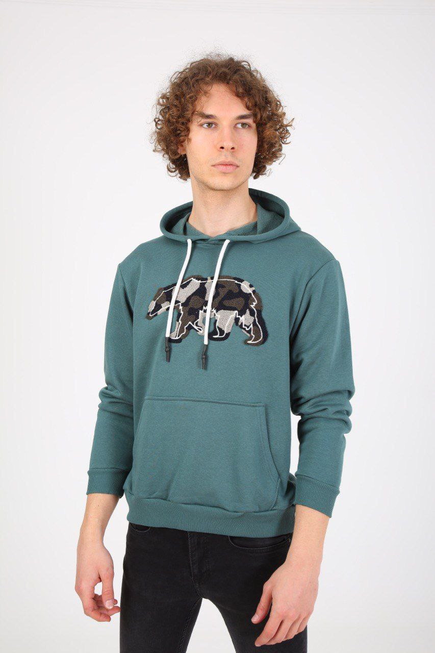 NBM TW ESW 1912 RELAXED FIT KAPUSONLU NAKISLI SWEATSHIRT-Petrol