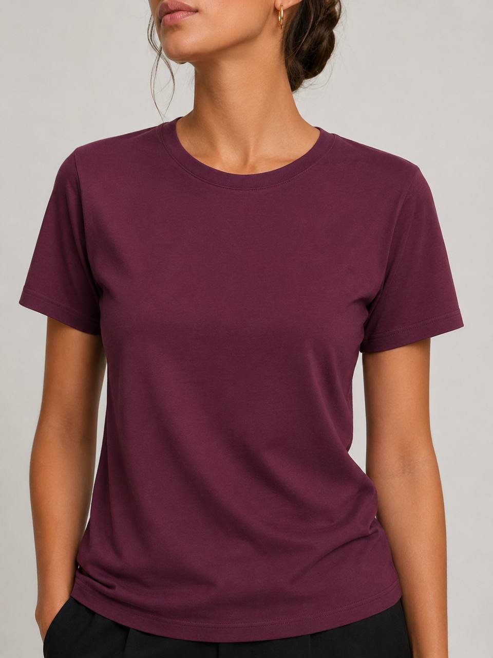 NBW TW BTS 1049 BASIC RELAX FIT T-SHIRT-Burgundy