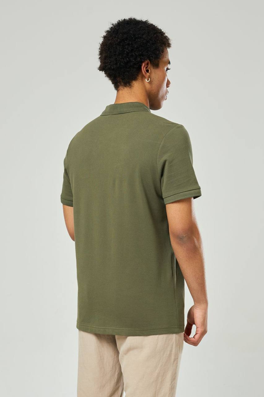 NBM TW 2342 BASIC POLO YAKA T-SHIRT-Koyu yeşil