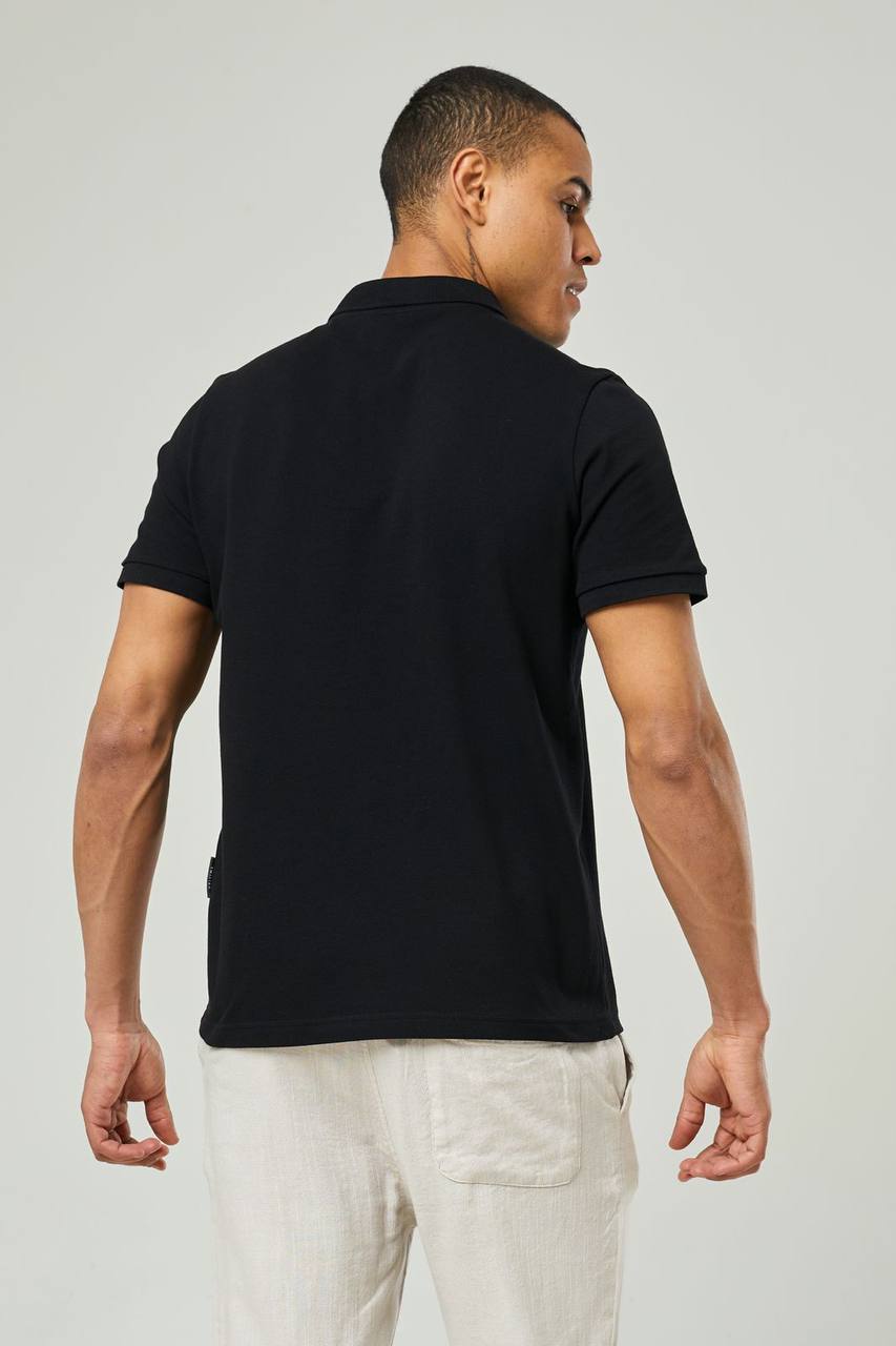 NBM TW 2342 BASIC POLO YAKA T-SHIRT-Black