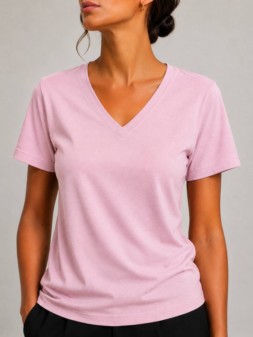 NBW TW BTS 1050 V YAKA REGULAR FIT BASIC T-SHIRT-Pink