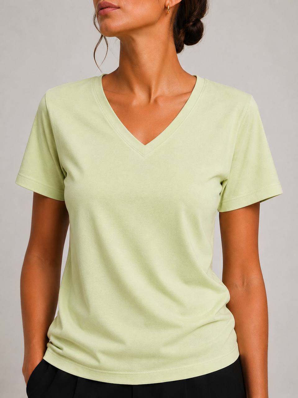NBW TW BTS 1050 V YAKA REGULAR FIT BASIC T-SHIRT-Green