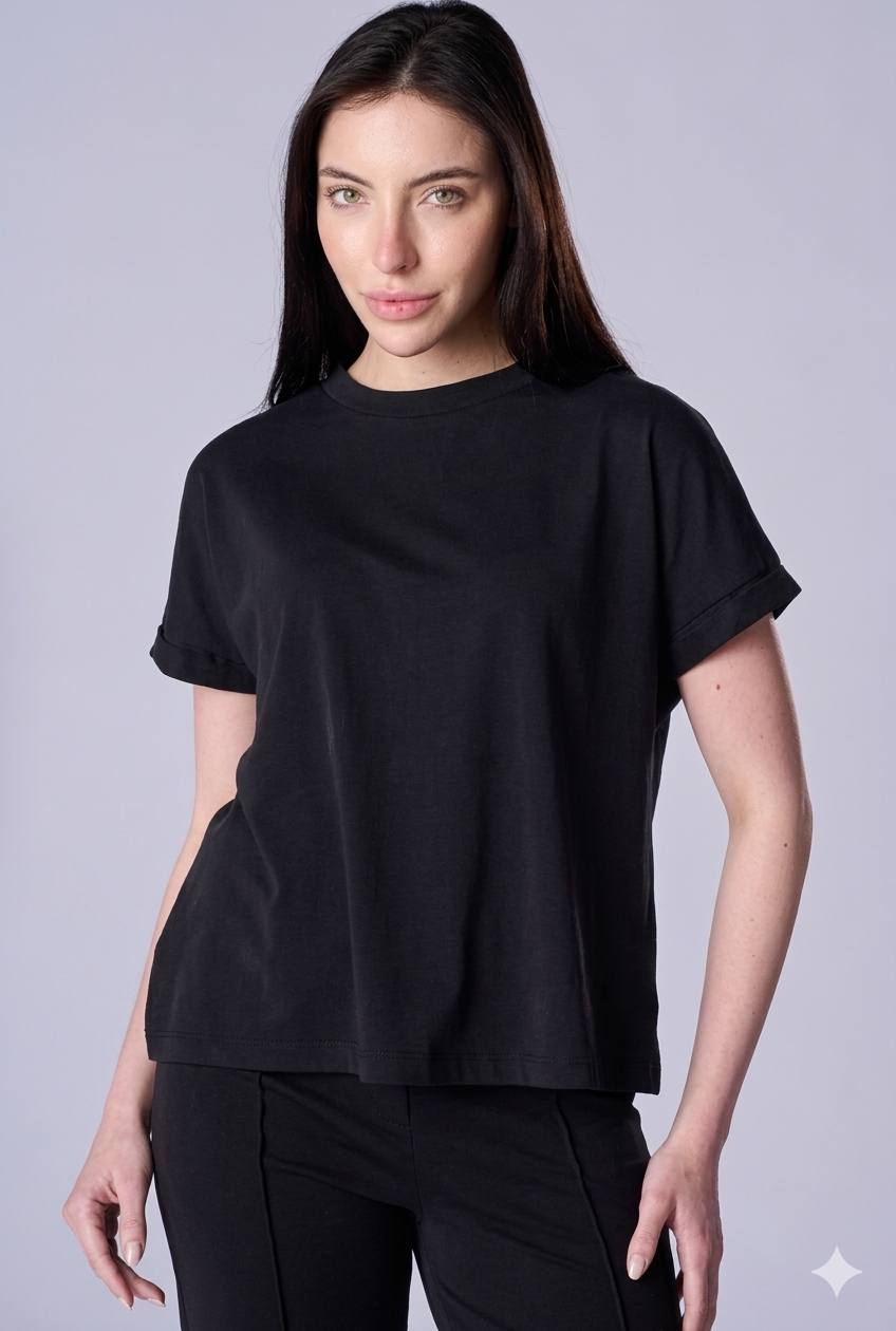 NBW TW BTS 1087 REGULAR FIT TENCEL T-SHIRT-Black