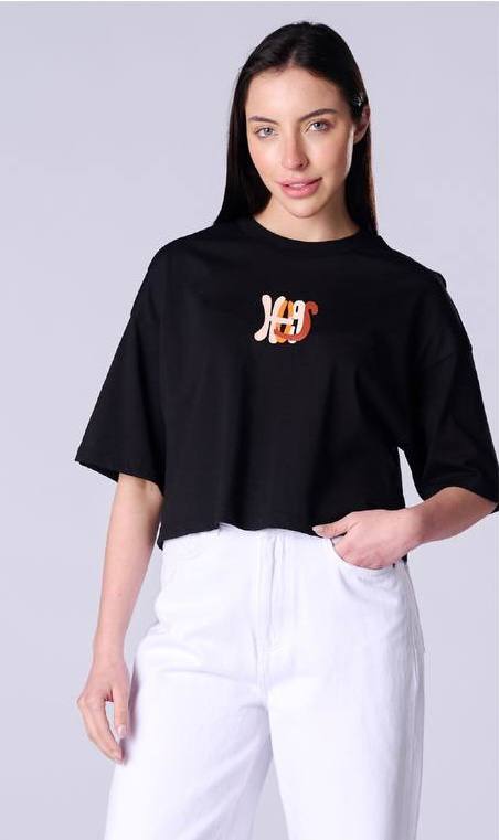 NBW TW BTS 1070 OVERSIZE BASKILI CROP T-SHIRT-Black