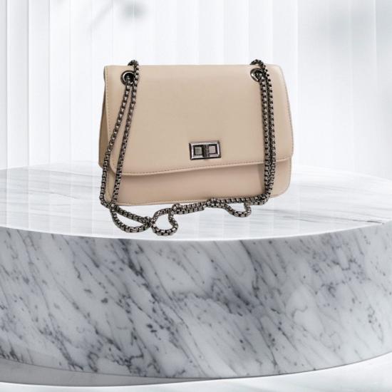 NBW PLT 1013 VEGAN DERI ZINCILI MINI CANTA-Bej