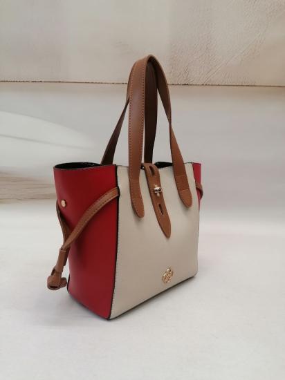 NBW PLT 1022 VEGAN DERI ICI CIKARILIR CANTA-Kırmızı-beyaz