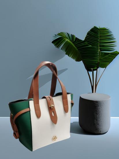 NBW PLT 1022 VEGAN DERI ICI CIKARILIR CANTA-Yeşil-beyaz