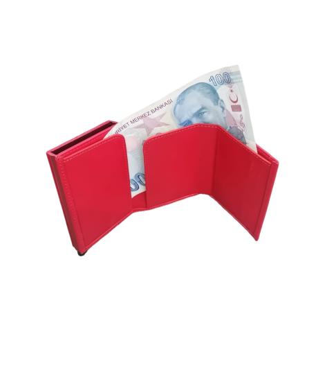 NBU ERTG 1005 HAKIKI DERI MEKANIZMALI KARTLIK-Kırmızı