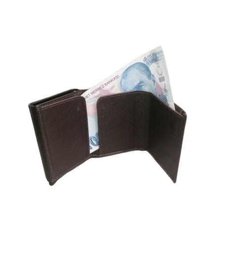 NBU ERTG 1005 HAKIKI DERI MEKANIZMALI KARTLIK-Koyu kahve