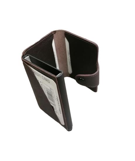 NBU ERTG 1006 HAKIKI DERI CITCIT MEKANIZMALI KARTLIK-Koyu kahve