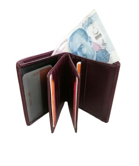 NBU ERTG 1014 HAKIKI DERI CFT BOLMELI DIKEY CUZDAN-Mürdüm