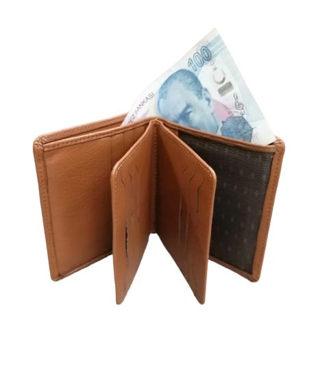 NBU ERTG 1014 HAKIKI DERI CFT BOLMELI DIKEY CUZDAN-Safran sarısı