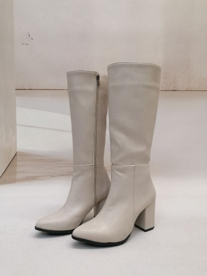 NBW TSN 10004 VEGAN DERI TOPUKLU UZUN CIZME-Taş rengi