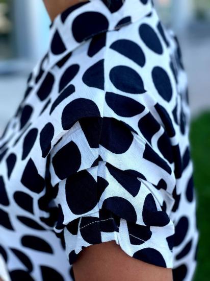 NBW RKH 1011 V YAKA AYROBIN KETEN DESENLI ELBISE-Beyaz-siyah