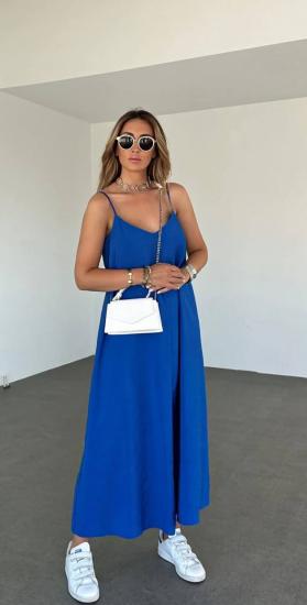 NBW RKH 1018 INCE ASKILI CEPLI MIDI BOY ELBISE-Sax