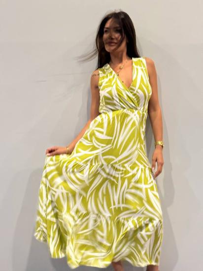 NBW RKH 1022 KOLSUZ KRUVEZE MIDI BOY ELBISE-Yeşil-beyaz