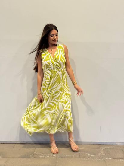 NBW RKH 1022 KOLSUZ KRUVEZE MIDI BOY ELBISE-Yeşil-beyaz