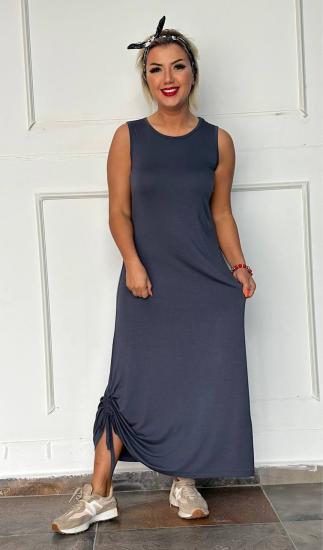 NBW RKH 1029 ASANSOR BUZGULU KOLSUZ  UZUN ELBISE-Antrasit