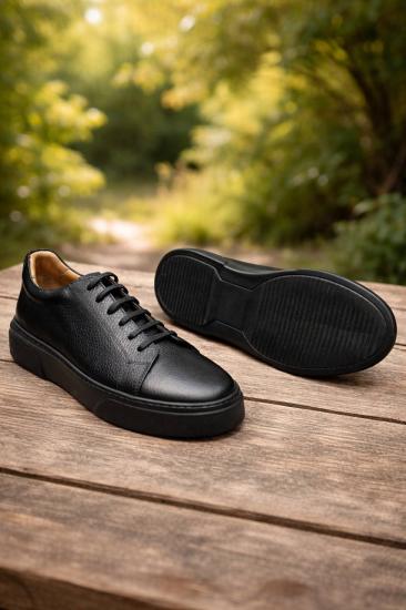NBM PLT 1045 HAKIKI DERI GUNLUK AYAKKABI-Black black