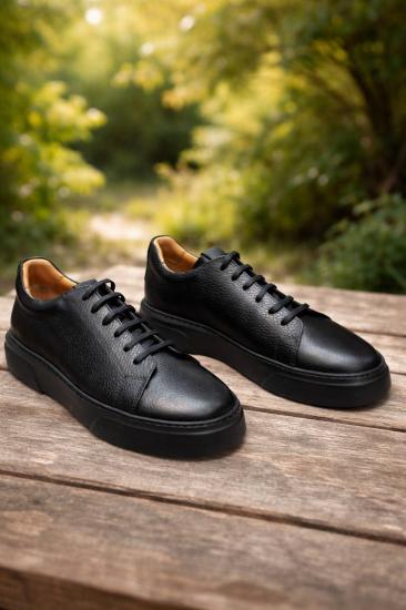 NBM PLT 1045 HAKIKI DERI GUNLUK AYAKKABI-Black black