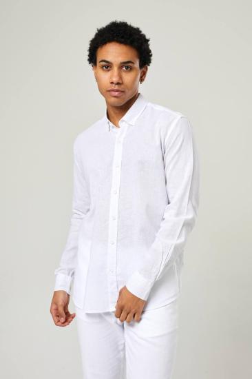 NBM TW EG 1907 PAMUK KETEN GOMLEK-Off white