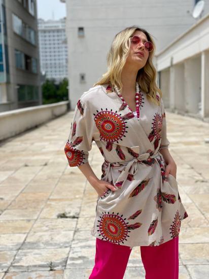 NBW RKH 1001 ETNIK KUSAKLI DESENLI KIMONO