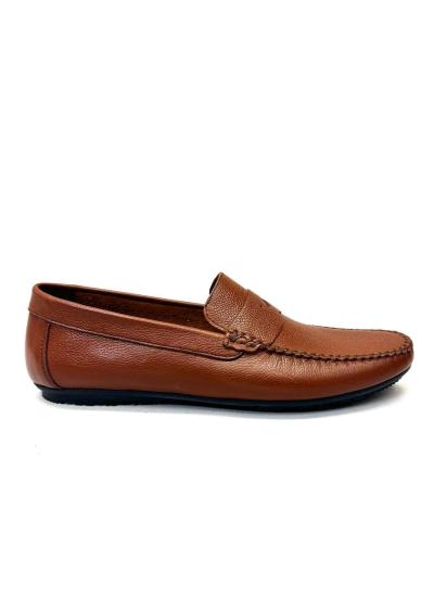 NBM TPL 1007 HAKIKI DERI LOAFER AYAKKABI-Taba