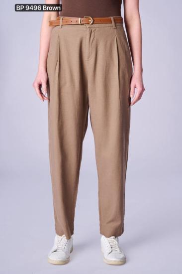 NBW TW BP 9496 KETEN KEMRLI YUKSEK BEL PANTOLON