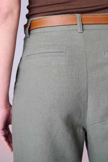 NBW TW BP 9496 KETEN KEMRLI YUKSEK BEL PANTOLON-Haki