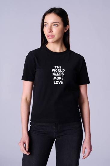 NBW TW BTS 1001 BASKILI FIRCALI KUMAS REGULAR FIT T-SHIRT-Black