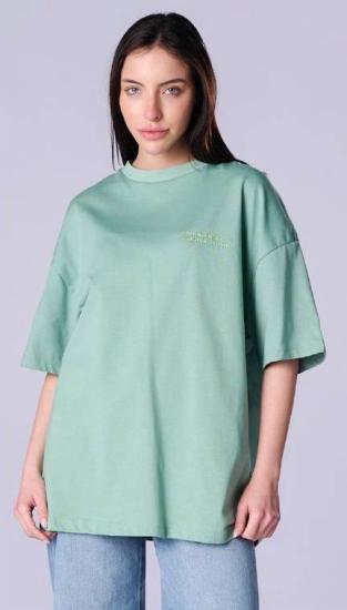 NBW TW BTS 1065 OVERSIZE ARKASI BASKILI T-SHIRT-Almond green