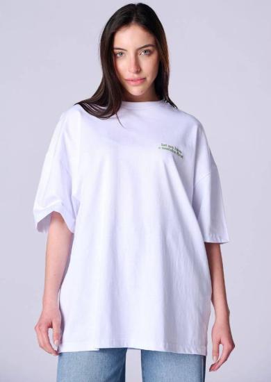 NBW TW BTS 1065 OVERSIZE ARKASI BASKILI T-SHIRT-White