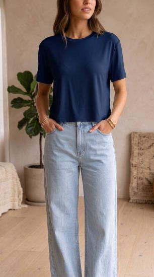 NBW TW BTS 1086 OVERSIZE MODAL YARI CROP T-SHIRT