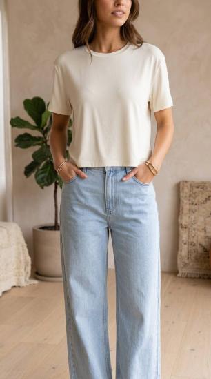 NBW TW BTS 1086 OVERSIZE MODAL YARI CROP T-SHIRT-White