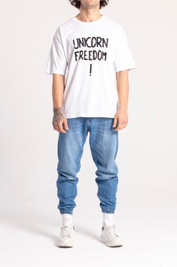 NBM CTH 7308651 OVERSIZE UNICORN BASKILI T-SHIRT-Beyaz